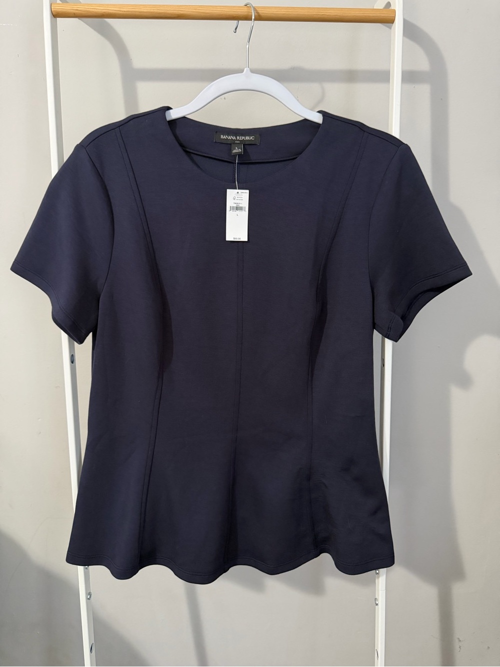 Banana Republic Dark Navy Short Sleeve Peplum Top